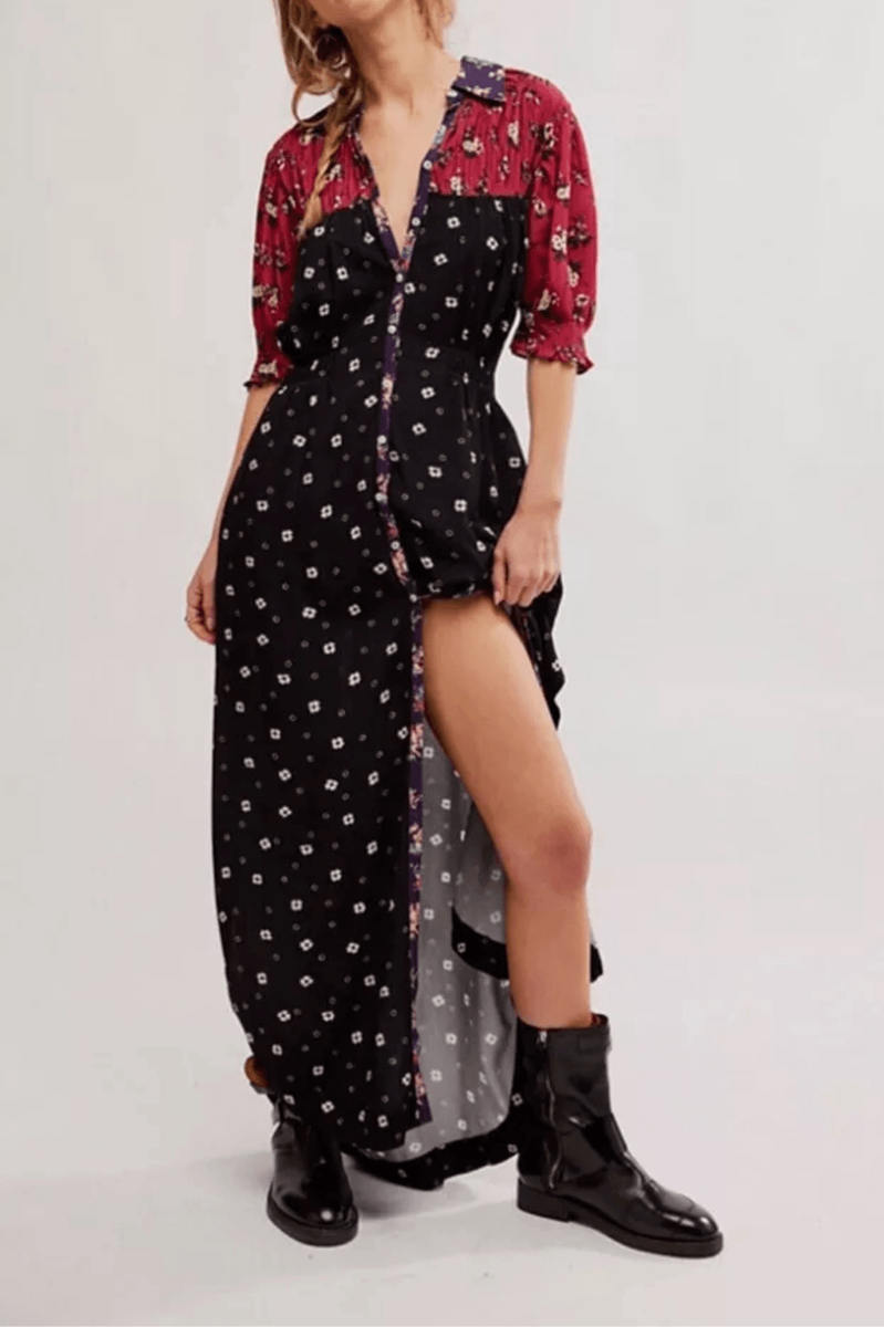 FREE PEOPLE NWT Nora midi dress in black/red Size S | eBay