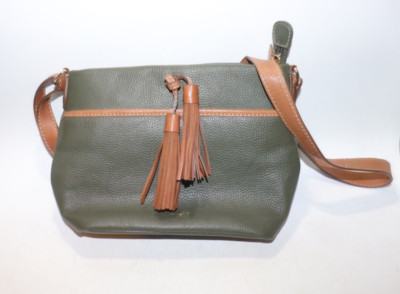 Osprey London Green Olive  Savanna Leather Crossbody Bag