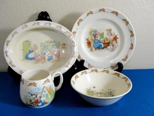 4 Set VTG Royal Doulton Bunnykins English Baby/Child Feeding Dish Plate Bowl Mug