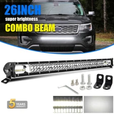 Slim 26 Inch Dual-Row LED LIGHT BAR Spot Flood Combo Beam For Ford Explorer F150