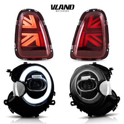 FULL LED Headlights & RED Tail Lights For 07-13 Mini Cooper R56 R57 W/Sequential
