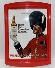 Windsor Canadian Whiskey Guardsman Mounty Serving Tray Plastic 1970s Man Cave