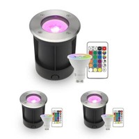 3Er Set Runde Led Bodeneinbaustrahler Gartenstrahler 230V Inkl Fernbedienung