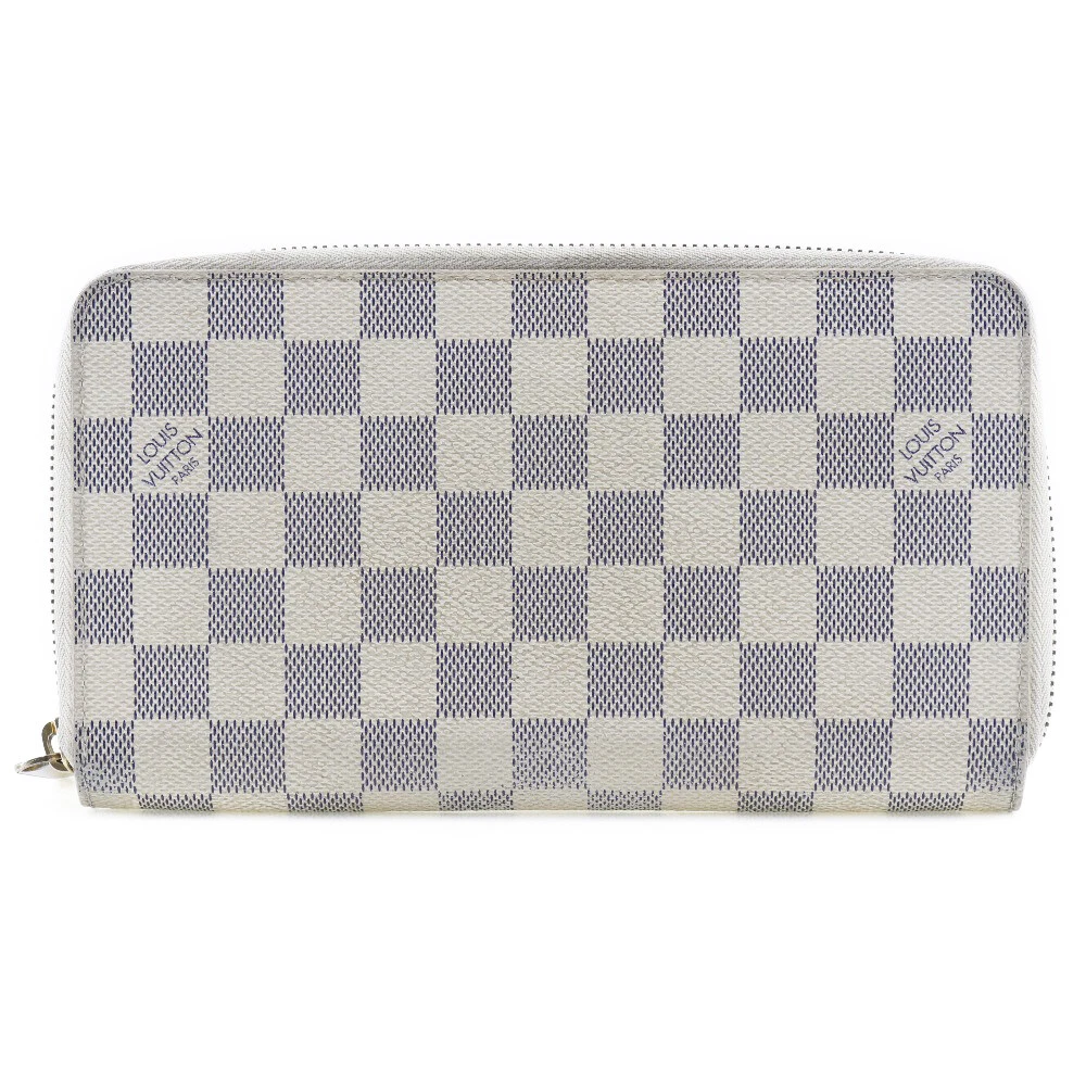 LOUIS VUITTON Zippy Organizer purse N60012 White Damier Azur Canvas unisex