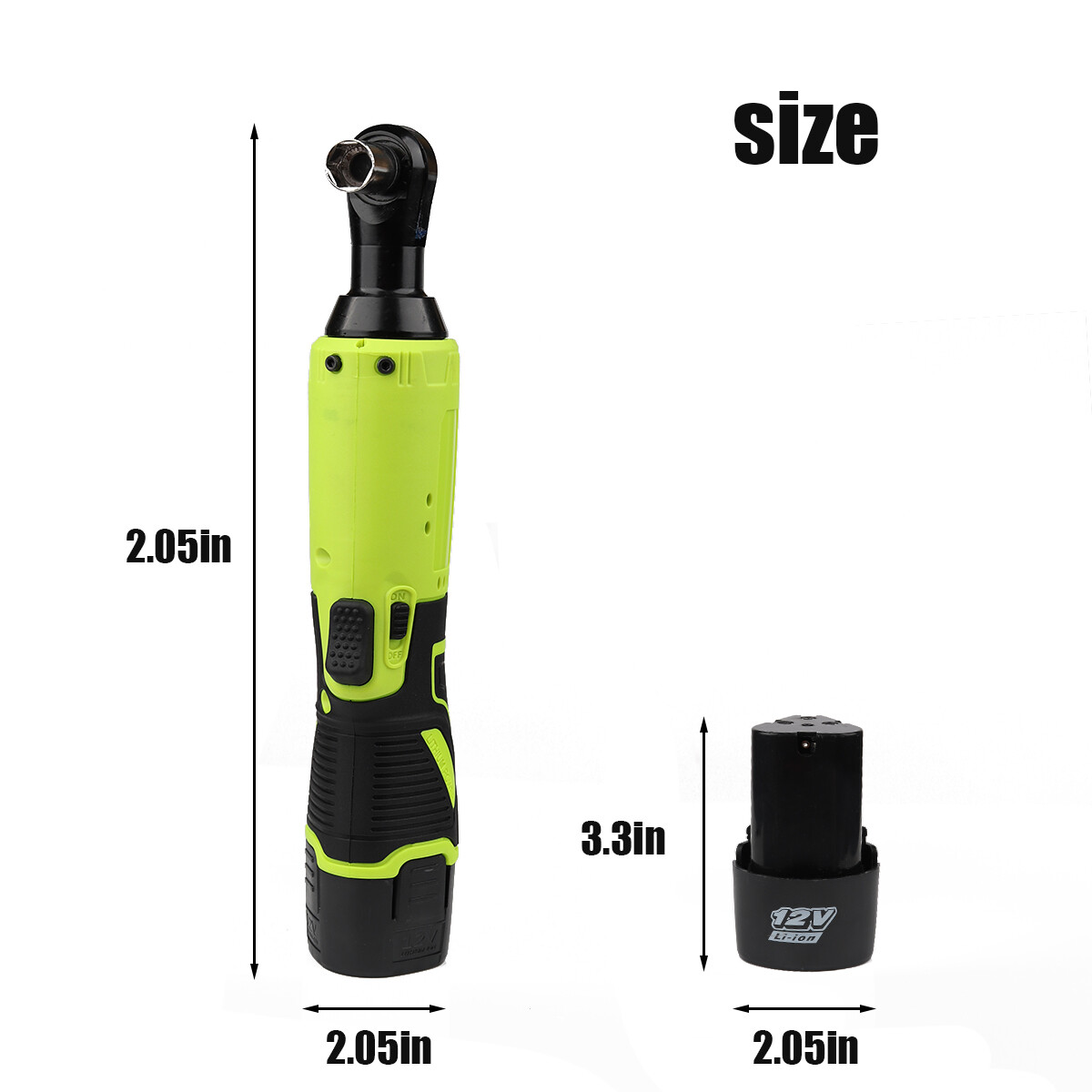 Electric Cordless Ratchet 3/8\" Right Angle Wrench Impact 2 Batteries 7 Sockets