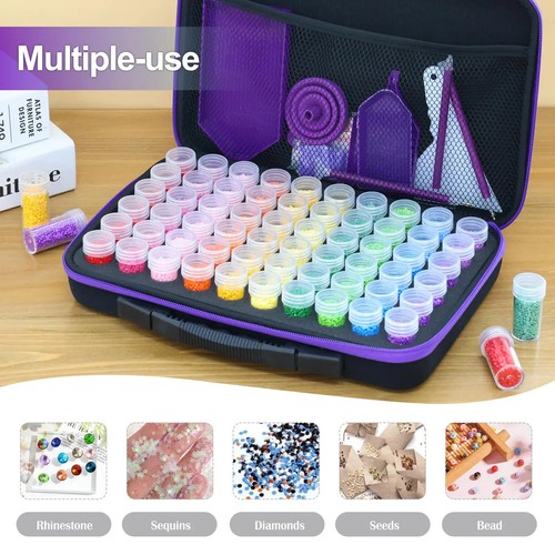 60 Slot Diamond Painting Storage Box Embroidery DIY Nail Art Beads Tool Kit Case - Picture 12 of 18