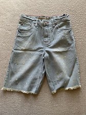 NEW American Eagle Outfitters 77 Kids Denim Striped Splatter Shorts Size 12 AEO