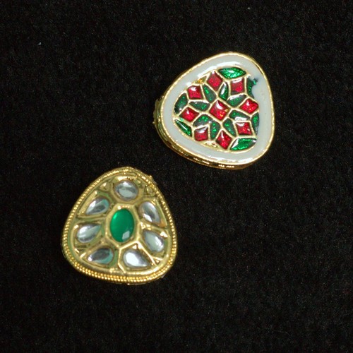2 Pcs, 20mm Kundan Connectors Golden - Picture 8 of 8