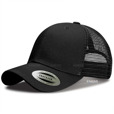 Premium Mesh Trucker Hat Solid Plain Snapback Baseball Cap Blank Cotton Army