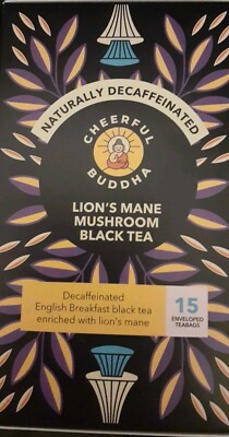 Entkoffeinierter englischer Frühstück Schwarztee angereichert mit Löwenmähne 15...