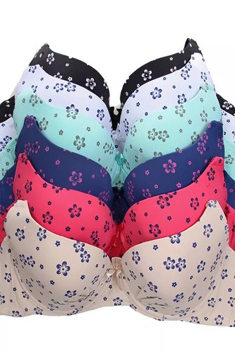 Sexy sujetador push up con aros acolchado floral negro blanco D4 HANA 34C 36C 38C 40C - Imagen 5 de 5