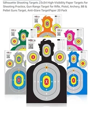 Paper Targets for Gun Shooting Range 23x34 Silhouette Pistol Rifle BB 20 Pack