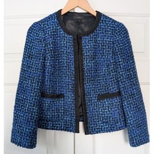 J. Crew Blue Cropped Tweed Blazer Jacket