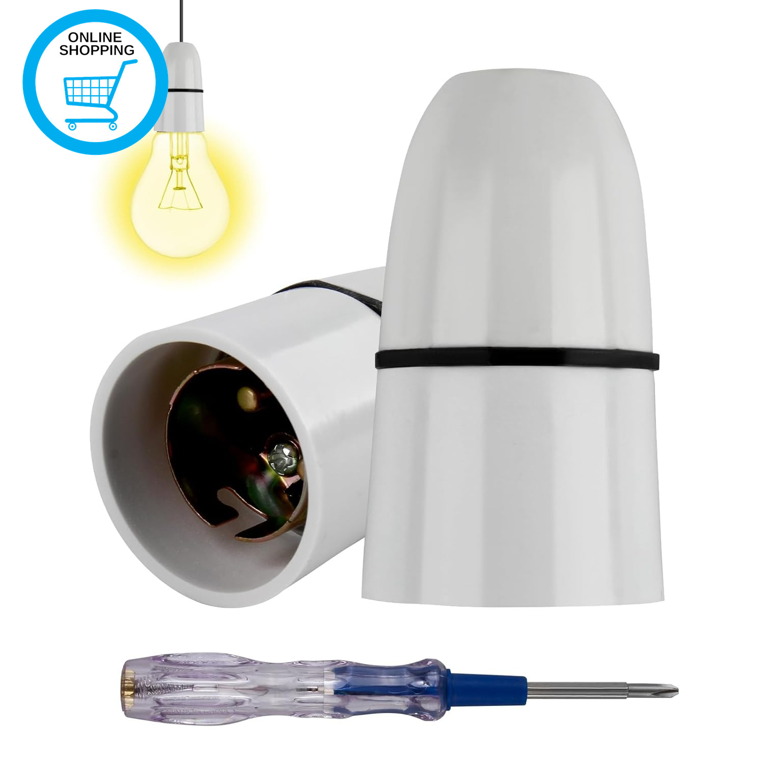 2Pcs B22 Bayonet Light Bulb Lamp Holder Fitting, Light Bulb Socket Ceiling Penda