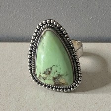 Sterling Silver Lemon Chrysoprase Ring Size 9