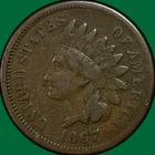 1867 Indian Head Cent Fine F Coin #39296