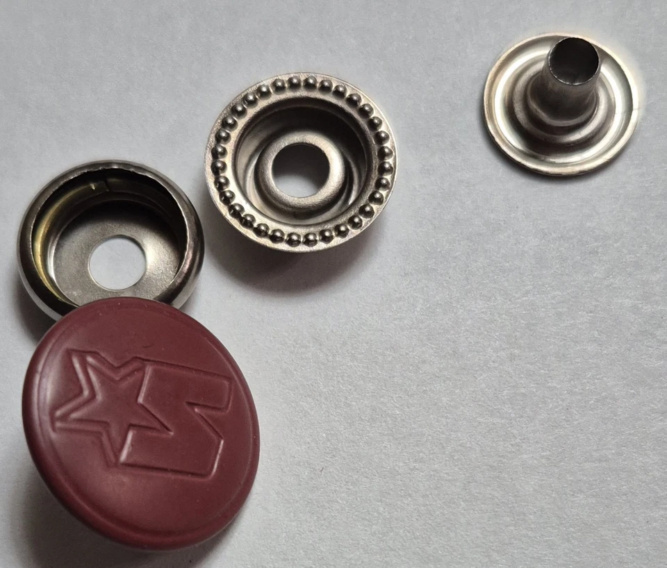 Metal Press Stud Snap Button Fastener Replacement Starter Jacket Red Vintage  - Image 3 of 4