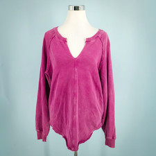 Pilcro Anthropologie Size Small S Pink Notch Neck Long Sleeve Relaxed Sweatshirt