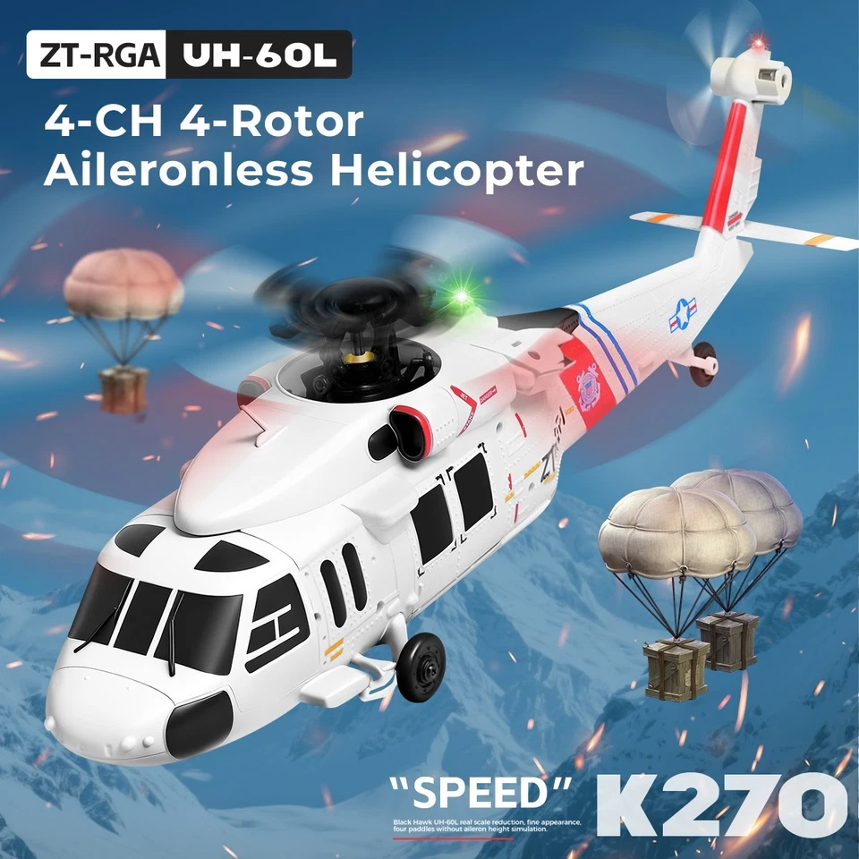 WLtoys K270 4-CH RC Helicopter,Blackhawk UH-60,6-Axis Gryo,2.4GHz,Optical Flow - Image 3 of 4