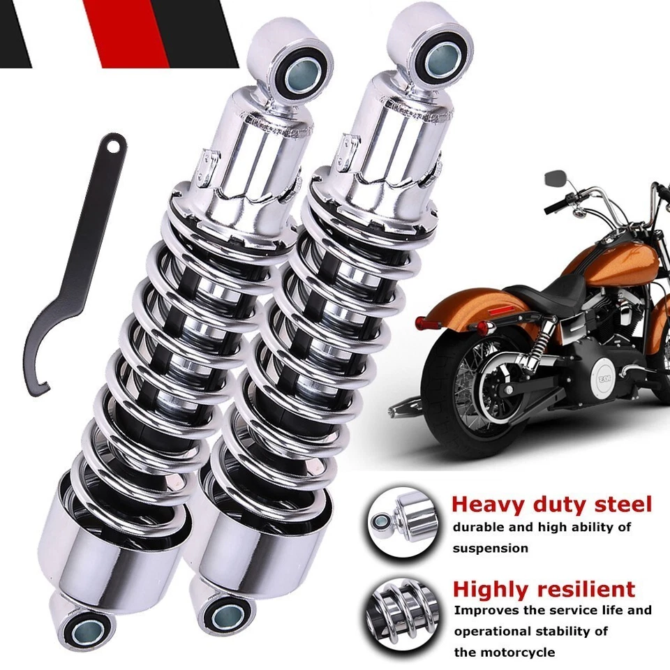 Amortiguador trasero cromado 2 piezas para Harley Sportster XL883 1200 72 48 FXR 11,75 Foto 4 de 4