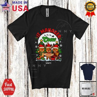 Custom Name IT Manager Crew 2025; Amazing Christmas Three Reindeers Family Shirt