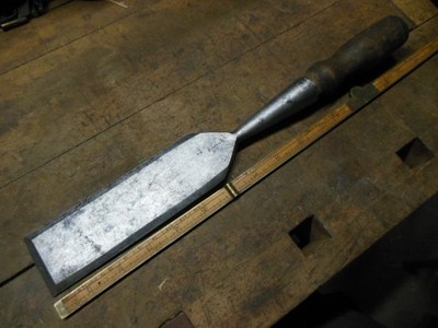 vintage GLOBE 2'' wide bevel edge socket style wood chisel  old carving tool