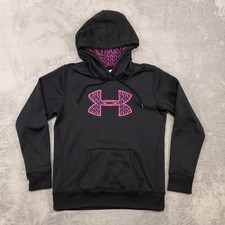 Under Armour ColdGear Hoodie Womens Medium Black Pink Storm1 Pullover Fleece