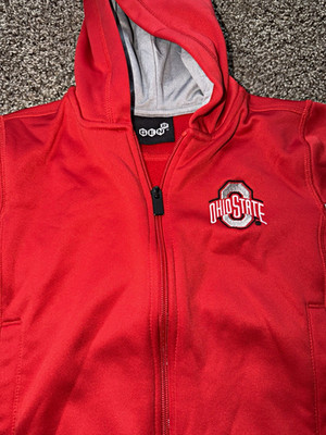 Ohio State Logo Unisex Kids L Red Colorblock Full Zip Hoodie w/ Pockets