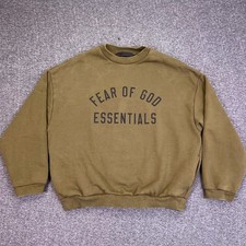 Fear of God Essentials Crewneck Sweatshirt Men S Military Green Pockets Pullover
