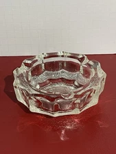 Clear Thick Frosted Glass Tobacco Ashtray 4.5” Round Ripple