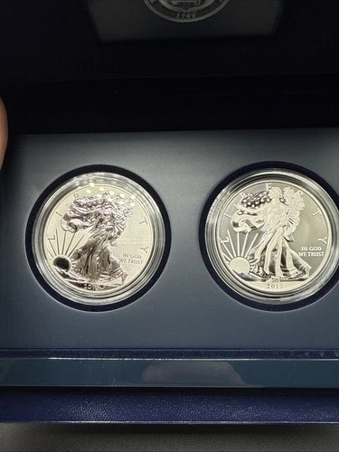 2013 W REVERSE PROOF & ENHANCED SILVER EAGLE 2 COIN WEST POINT SET WITH BOX/COA