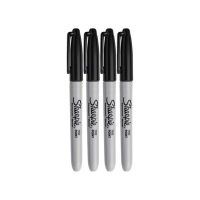 Sharpie Permanent Markers, Fine Point, Black Ink 1 Count (Pack of 4),