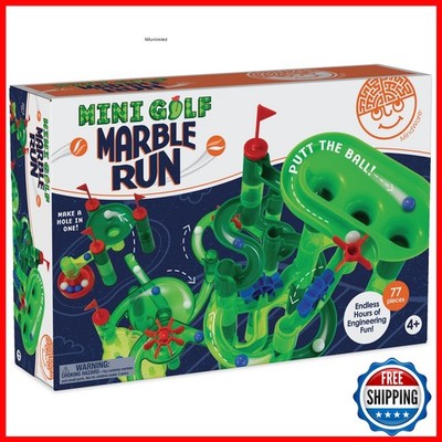 MindWare Marble Run Mini Golf - 75 Track Pieces, 20 Marbles - Ages 4-8