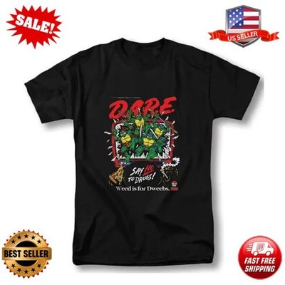 TMNT Ninja Turtles DARE Say No To Drugs Weed Is For Dweebs Graphic T-Shirt S-5XL