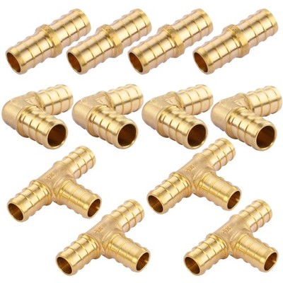 1/2 inch T PEX Tee & 90 Degree Elbow & Straight Coupling 1/2'' pack of 12 Lead...