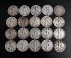 Lot of 19 Walking Liberty & 1 Barber Half Dollars