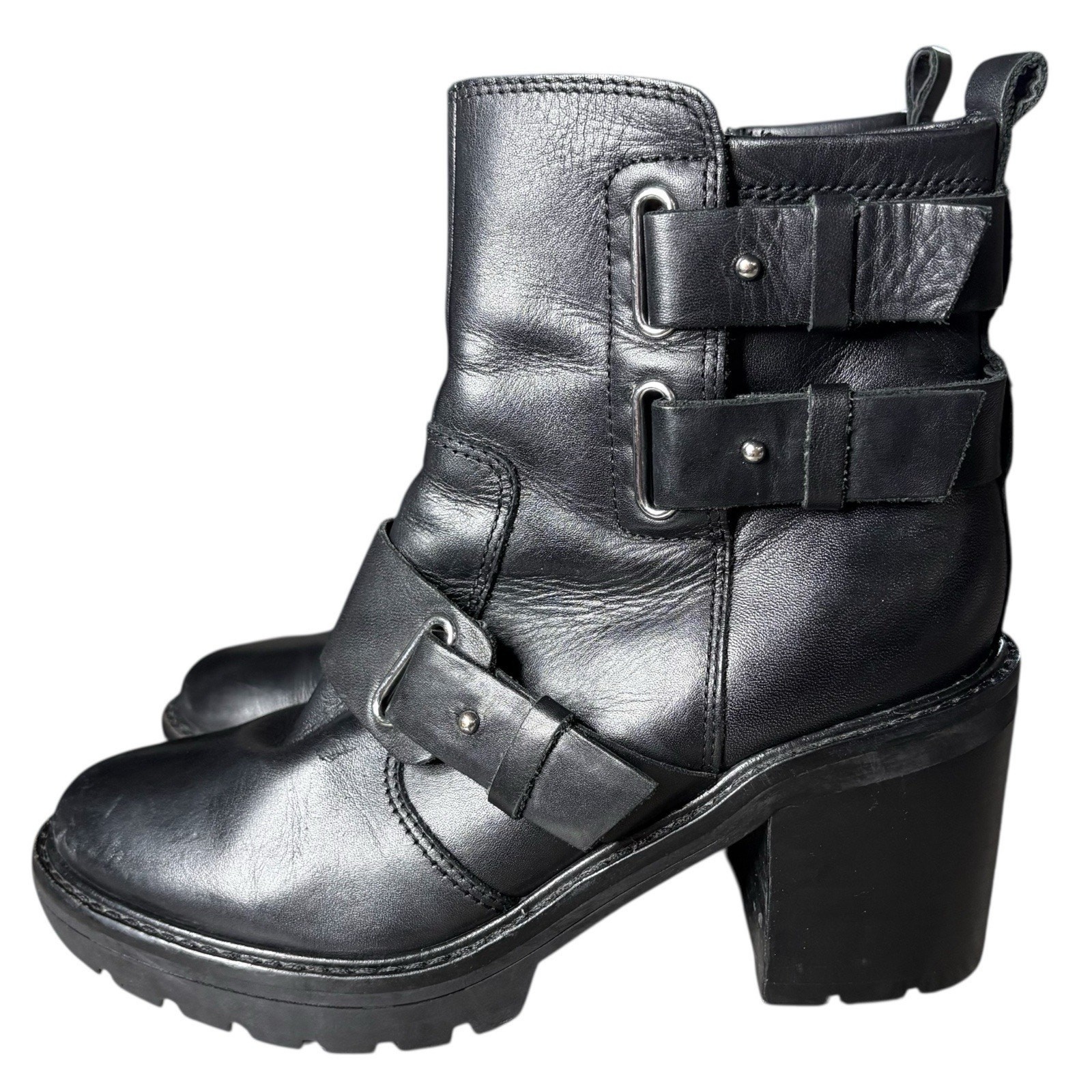 SAOLA Stivali da donna Marc Fisher taglia 5 5 M in pelle suola Dream Lug stivali da moto gotico grunge