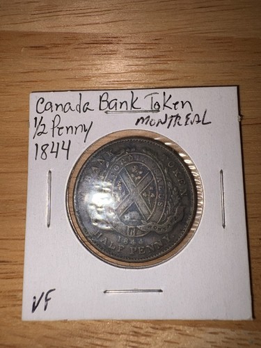 1844 Bank Of Montreal Province Of Canada Half Penny Token Copper Coin