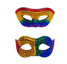 Mens Women Rainbow Full-Rhinestone Half Face Mask Festival Party Cosplay Costume