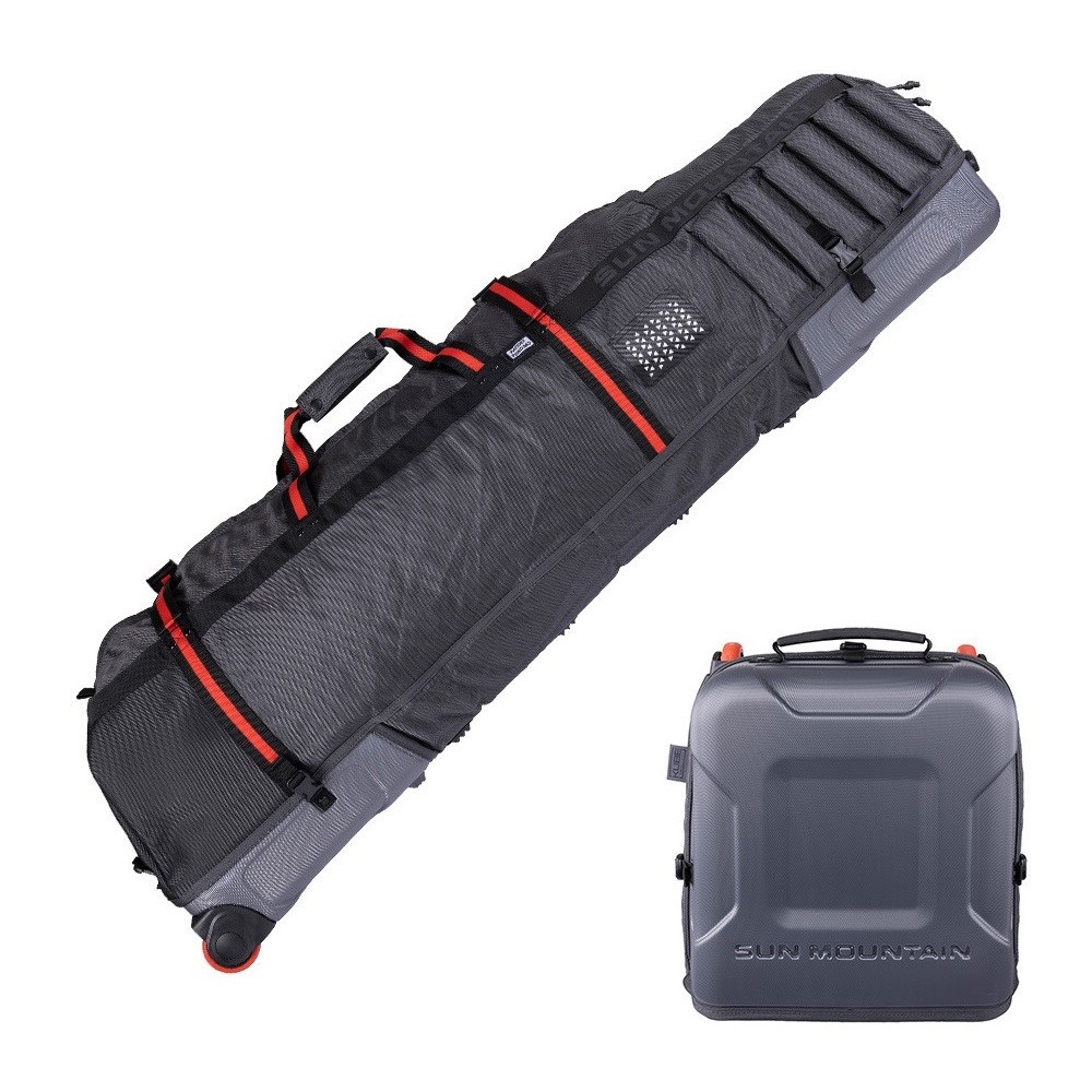 Sun Mountain Kube Golf Travel Cover Wheeled Flight Bag Compact Steel Black Red