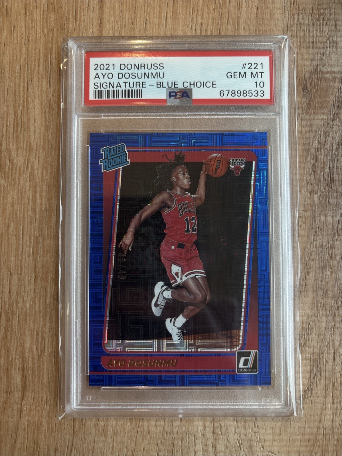 2021 Panini Donruss Ayo Dosunmu #221 Blue Choice /49 PSA 10 Rookie