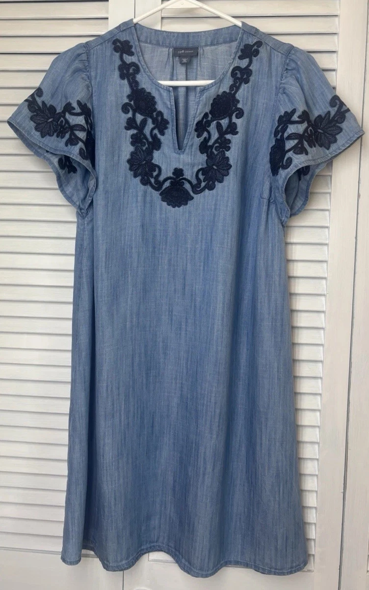j jill embroidered denim dress J. Jill Blue Denim Dresses for Women for sale