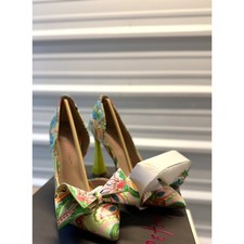 Betsey Johnson Women's Nobble Pump, Green Multi Butterfly Size 7