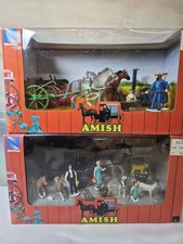 New Ray Amish Mennonite Horse Drawn Farm Plastic Figures Plow Saw Worker