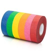 Colored Masking Tape 0.6 Inch 15 Yards 6 Pack for Arts Crafts Labeling DIY Proje