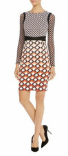Karen Millen Mixed Geo Print Signature Stretch Evening Occasion Dress UK 10