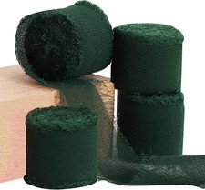 4 Rolls Silk Chiffon Ribbon, 1-1/2 Inch X 22Yds, Dark Green Chiffon Ribbons, Han