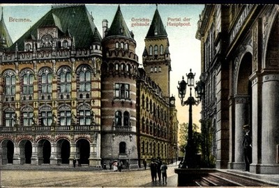 Ak Hansestadt Bremen,  Gerichtsgebäude, Portal der Hauptpost - 4976352