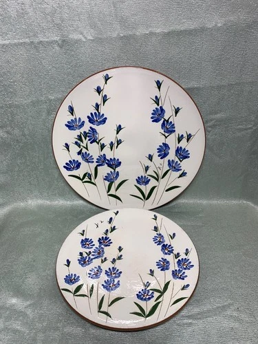 Vintage Stangl Pottery plates in the "Chicory" pattern. This hand-painted patter