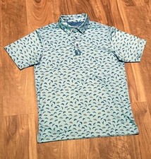 Men  s Bogey Bros Polo Shirt Blue Mustache Ride Golf Performance Stretch Size S  